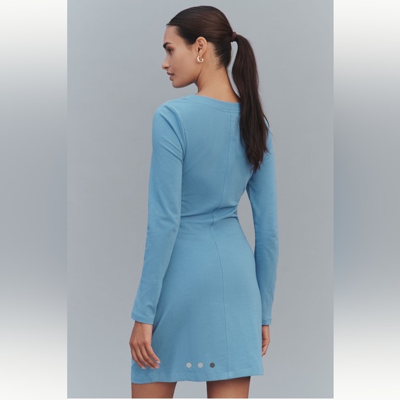 Anthropologie Daily Practice Gathered Mini Dress | Deep Sky | Medium | NWT - Picture 3 of 4